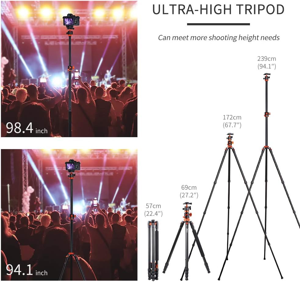 94 Inch 4 Section Aluminium Camera Tripod with 360 Degree Ball Head G479760