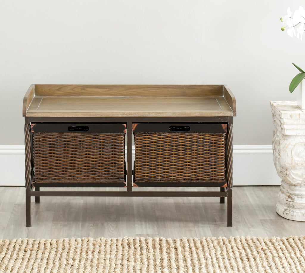 Antique Pewter French Grey Storage Bench V2768