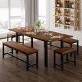 5-Piece Extendable Wooden Dining Table Set with 2 Benches and 2 Stools K7802