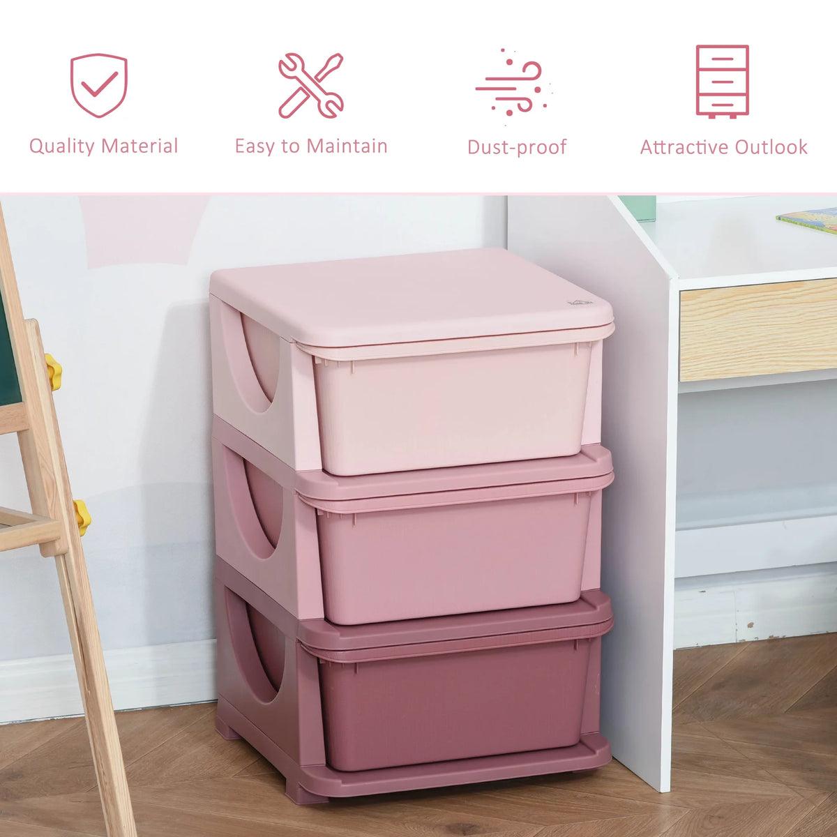 Blue 3 Tier Kids Storage Unit Dresser Tower G66025