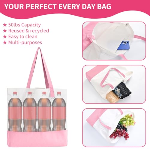 6 Pack Canvas Tote Bags with Zipper O258