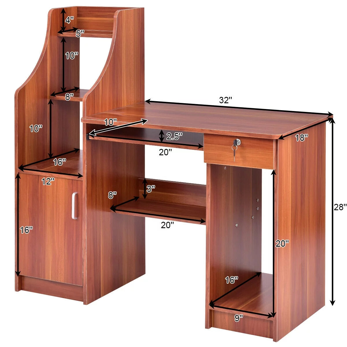 Computer Study Desk with Bookshelf H45389