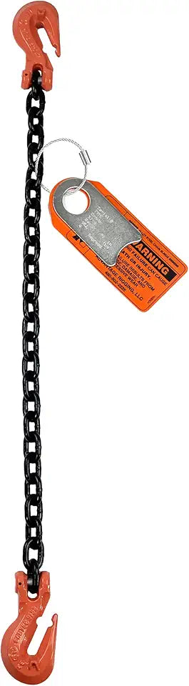 5/16" x 10' Single Leg Chain Sling with Grab Hooks Grade 100 X9907