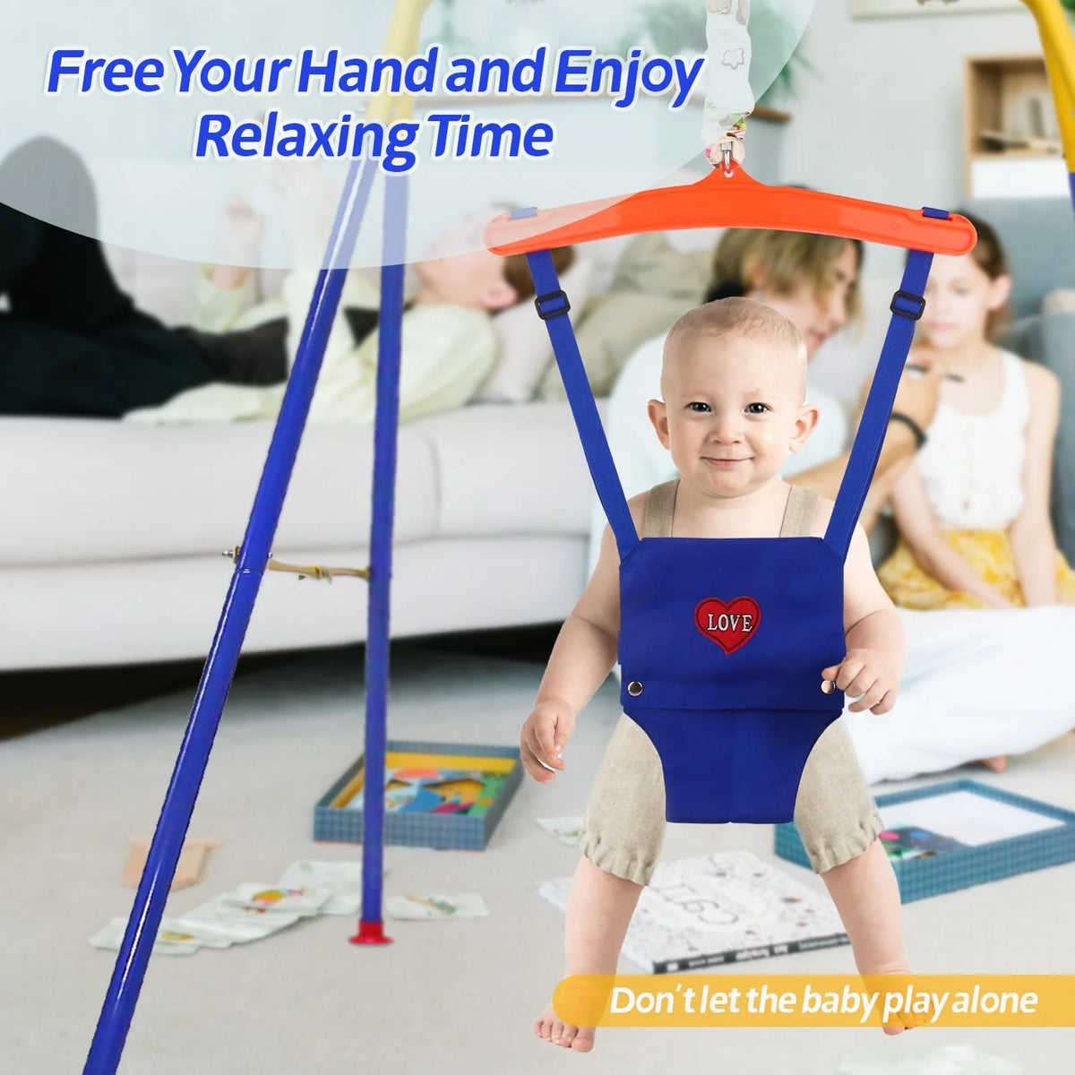 2-in-1 Toddler Swing Set and Baby Jumper V13578
