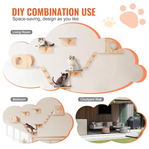Wall Mounted Cat Shelves Set of 6 T968