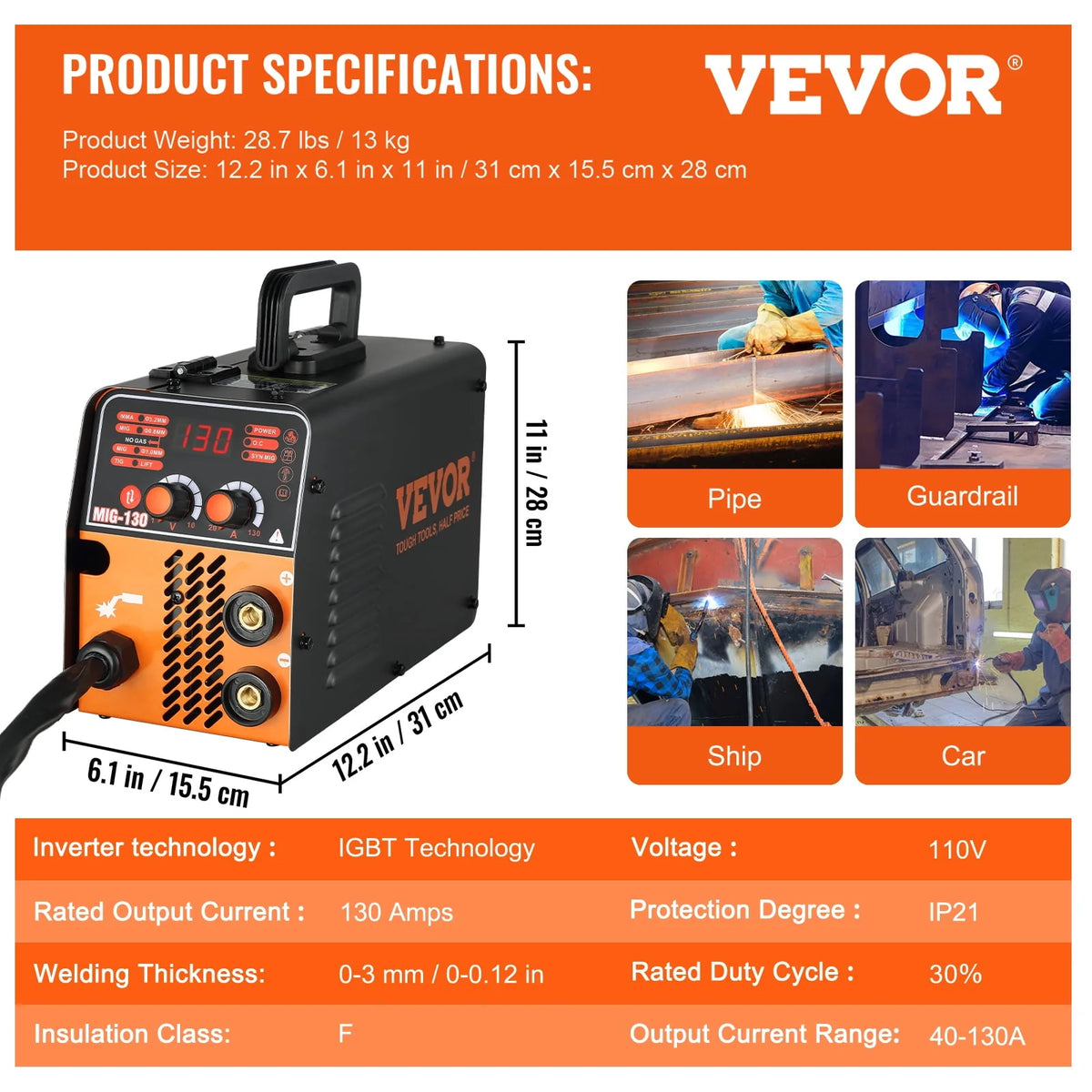 130A 3 in 1 MIG Welder with 1 KG Welding Wire A99969