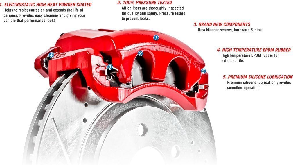 Powder Coated Calipers Brake Kit with Drilled Slotted Rotors S480