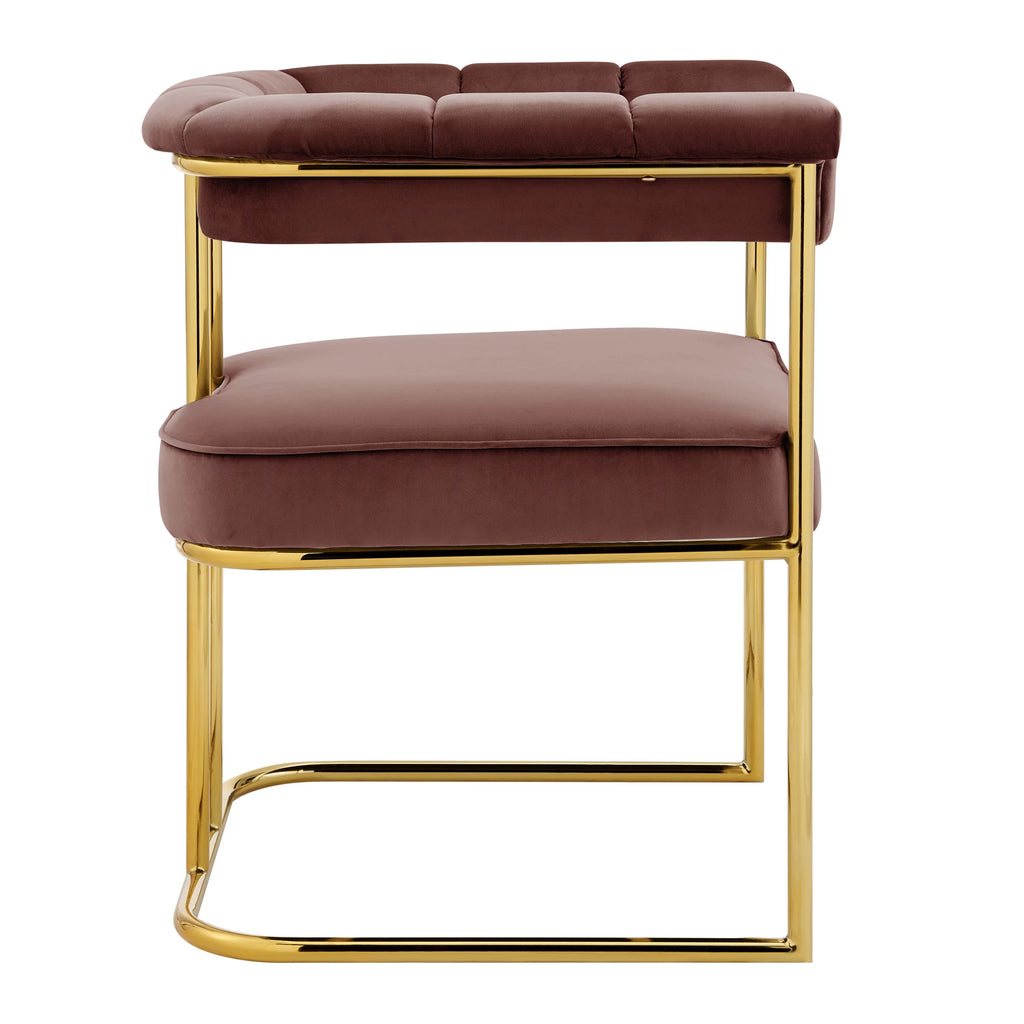 Velvet Dining Side Chair with Gold Plated Metal Base O9328