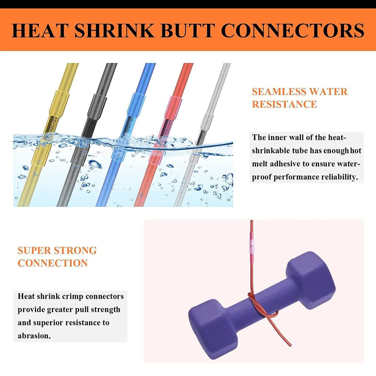 165 Pcs Insulated Waterproof Heat Shrink Butt Connectors Kit O250