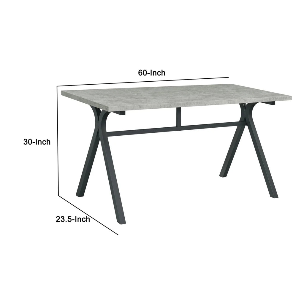 60 Inch Rectangular Writing Desk Light Gray Wood Top Dark Gray Metal T54401