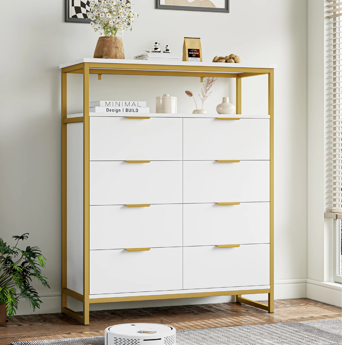 White 8 Drawer Wood Dresser M692171