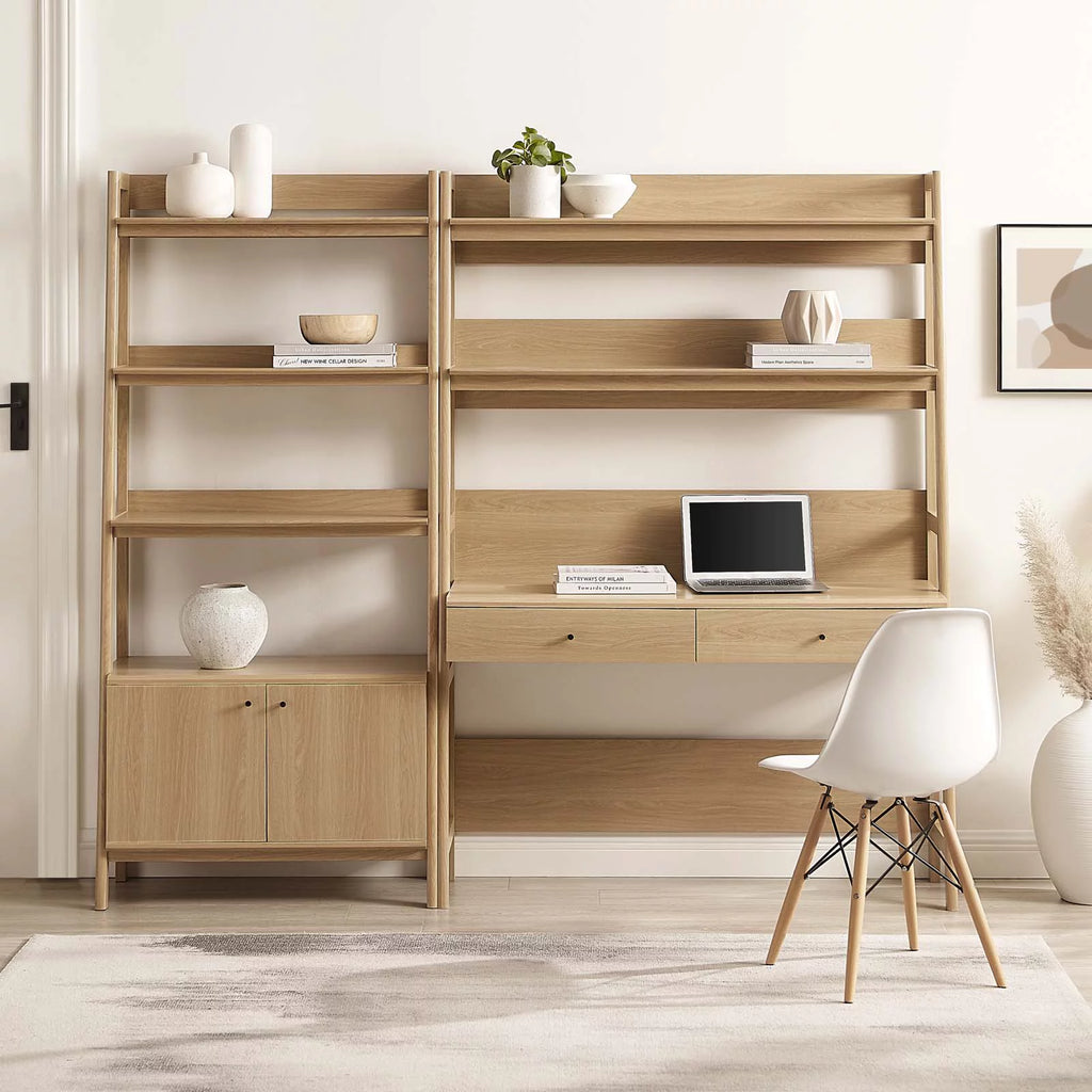 Oak Wood Office Desk and Bookshelf C662736
