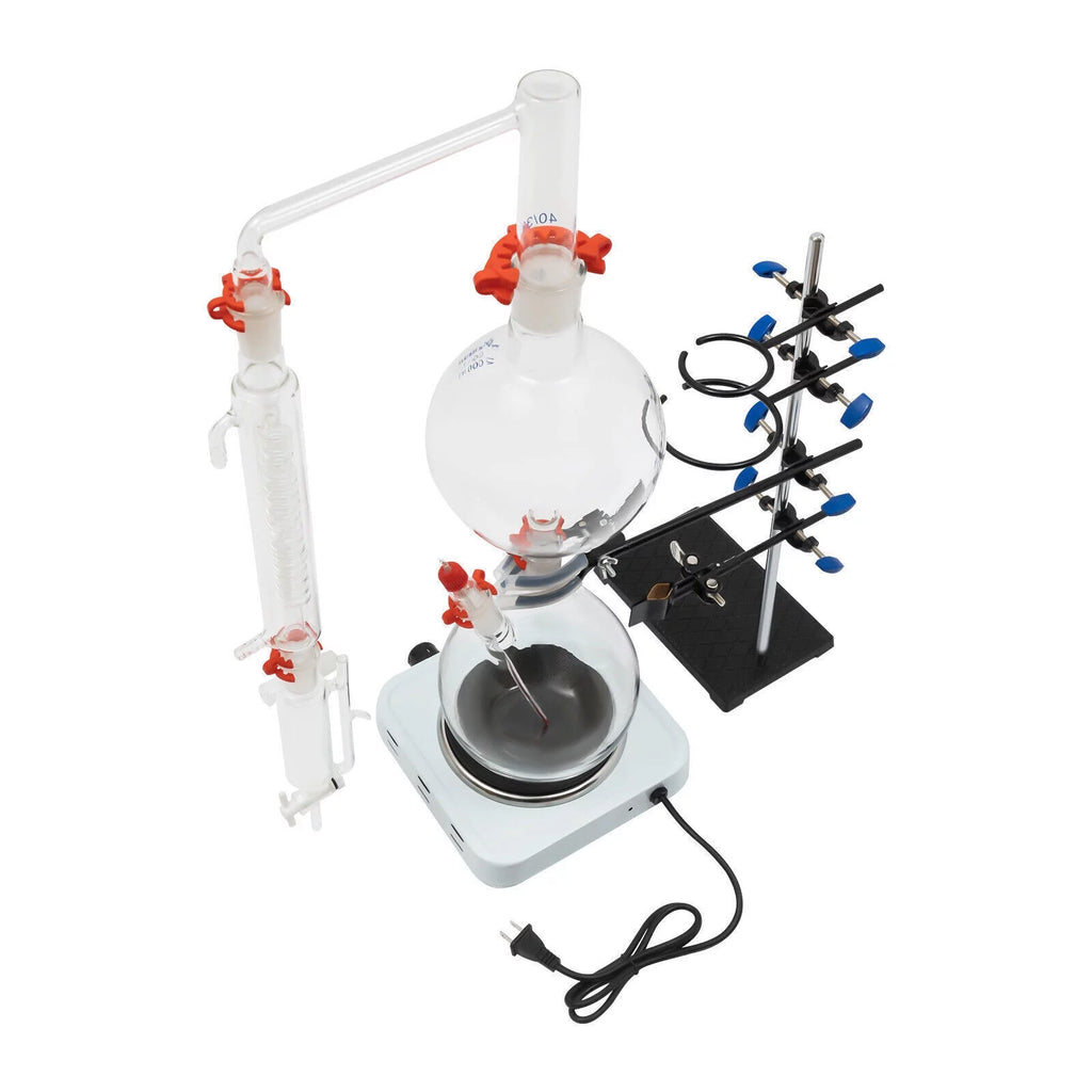 1000W 110V 2000ML Glass Distillation Kit with Condenser and Hot Stove D960451
