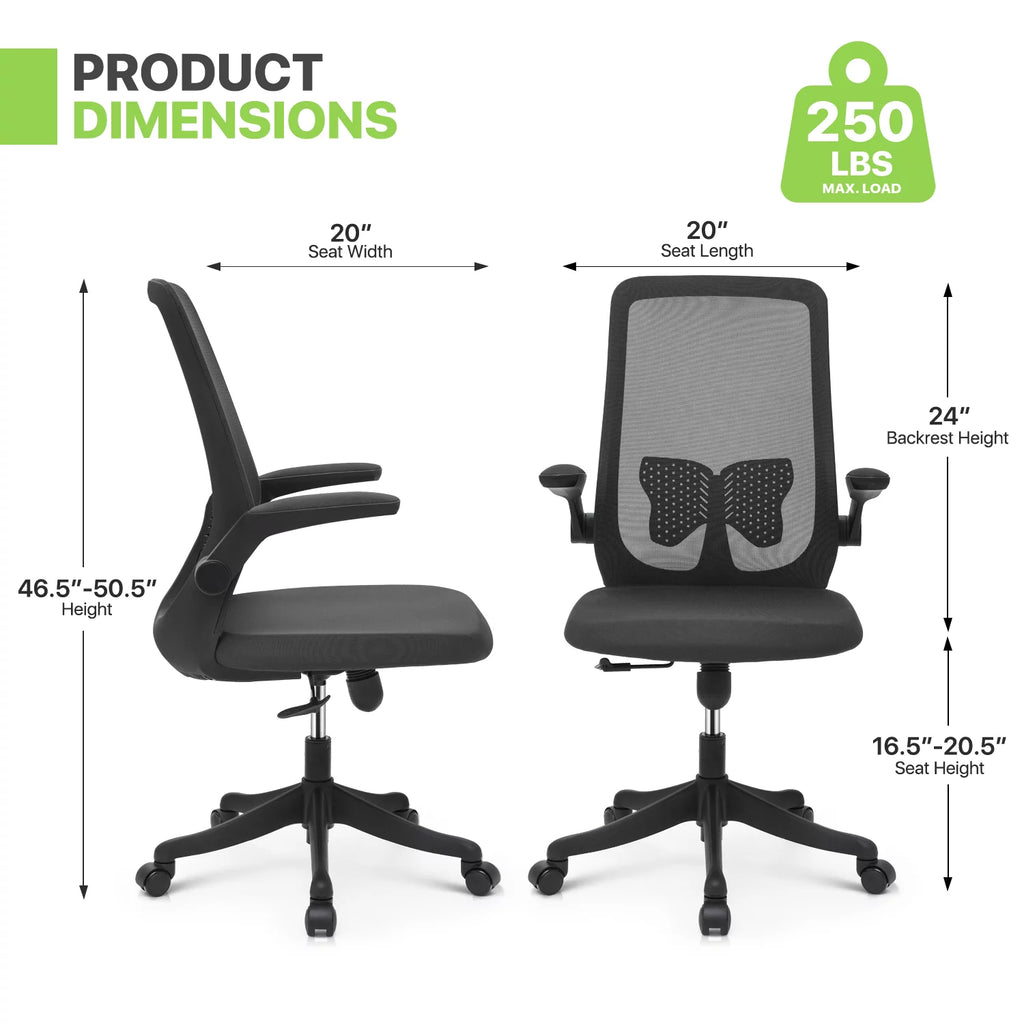 Black Adjustable Mesh Office Chair with Armrest K996