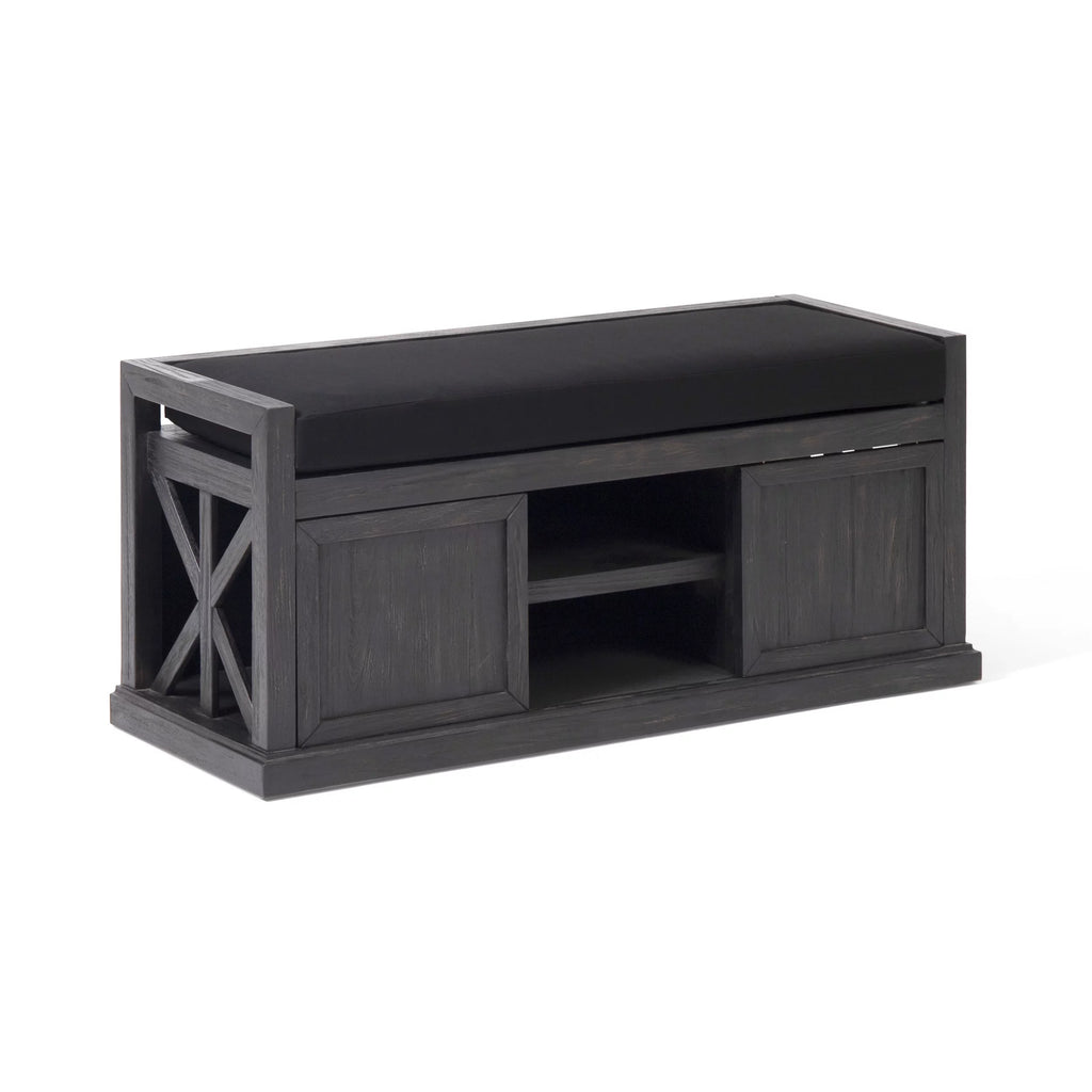 Acacia Wood Storage Bench with Cushion U503319