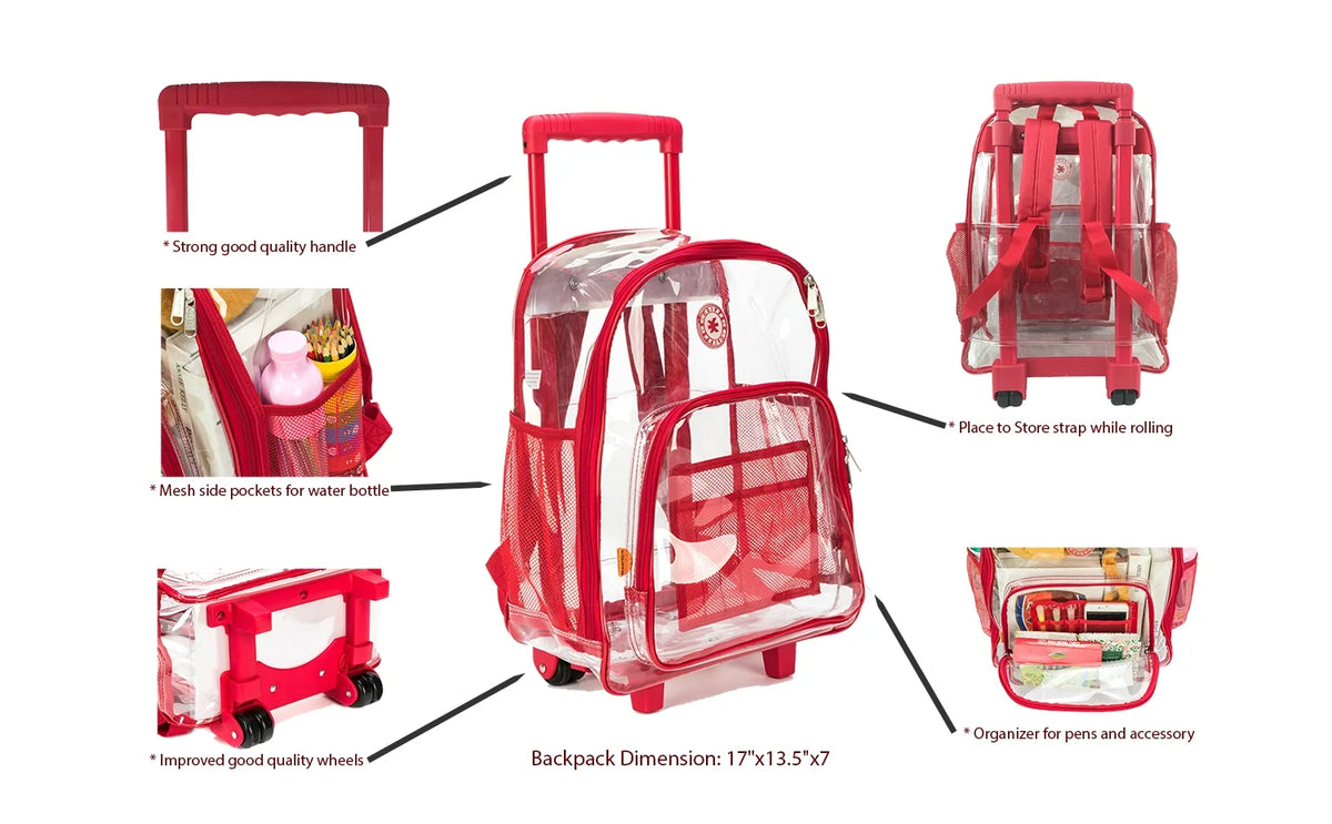Clear 17" Rolling Backpack E23885
