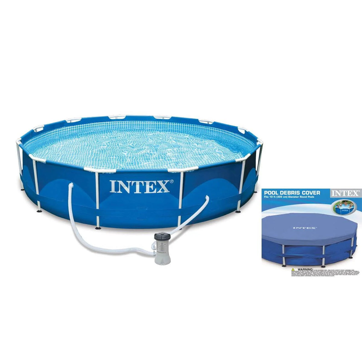 10' x 30 Metal Frame Round Outdoor Swimming Pool with Filter Pump & Cover R681