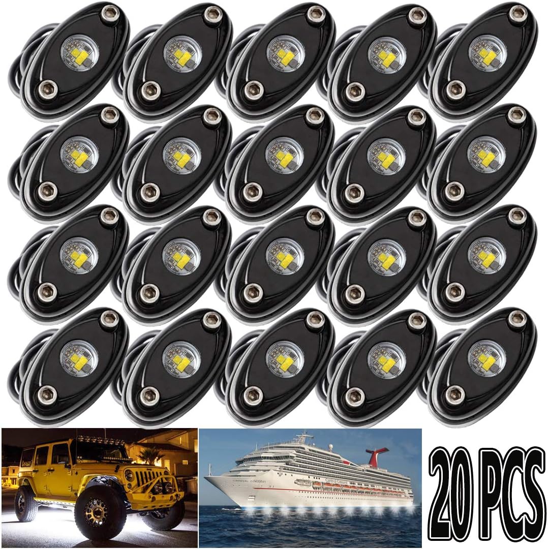 White 20PCS LED Rock Lights K826