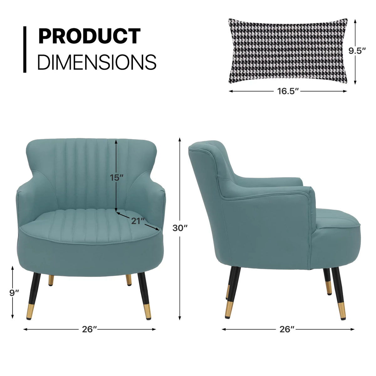 Cadet Blue Upholstered Accent Chair with Pillow O74778