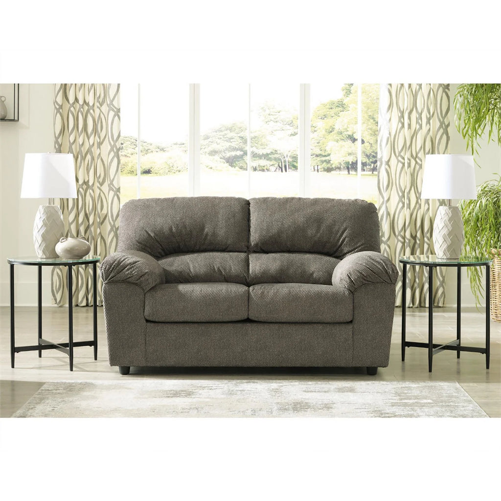 Gray Fabric Wood Loveseat A80805