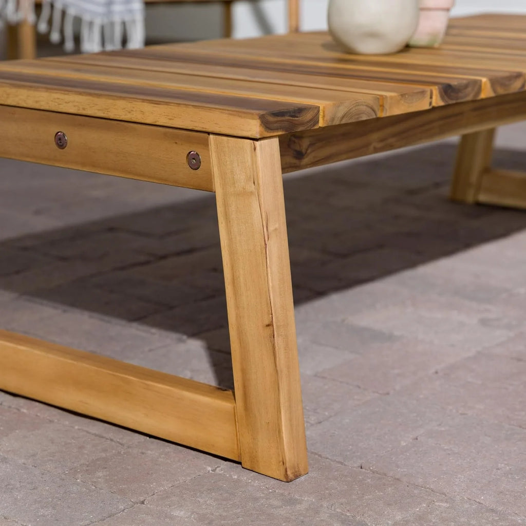 Solid Wood Slat-Top Outdoor Coffee Table, 46 Inch, Natural C831312