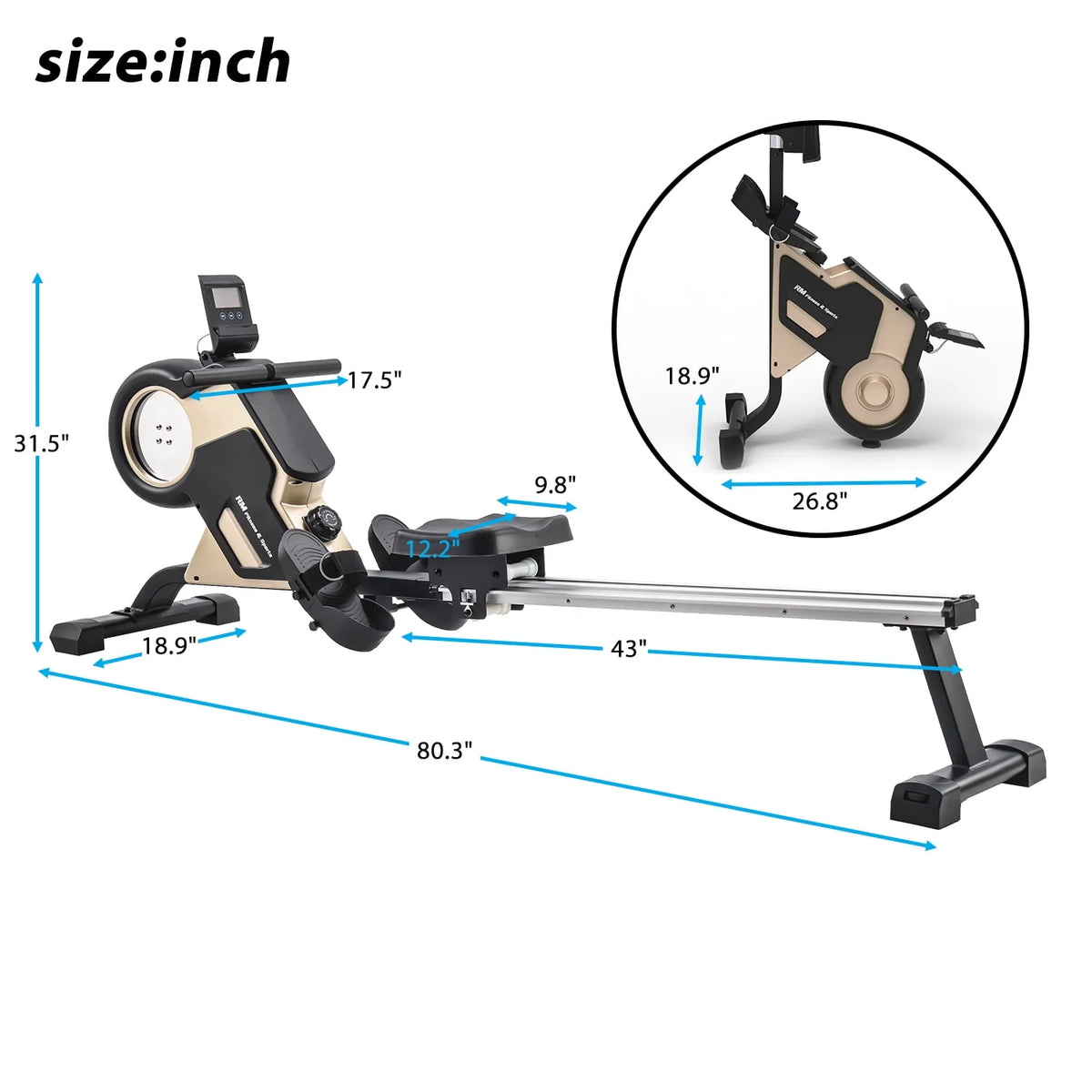 Magnetic Rowing Machine with LED Monitor and 8-Level Adjustable Resistance P9240