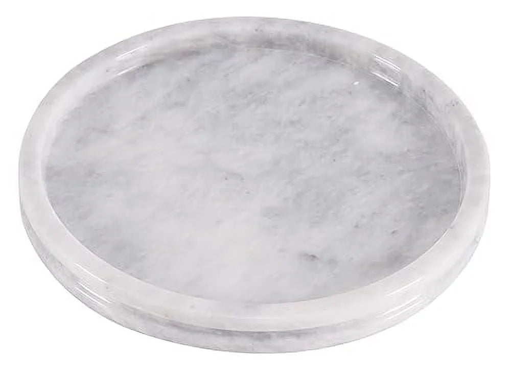 White 10 Inch Marble Round Serving Tray Z879183