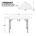 11 Pieces 4.5 Ft White Round Foldable Plastic Table and Chair Set S6268