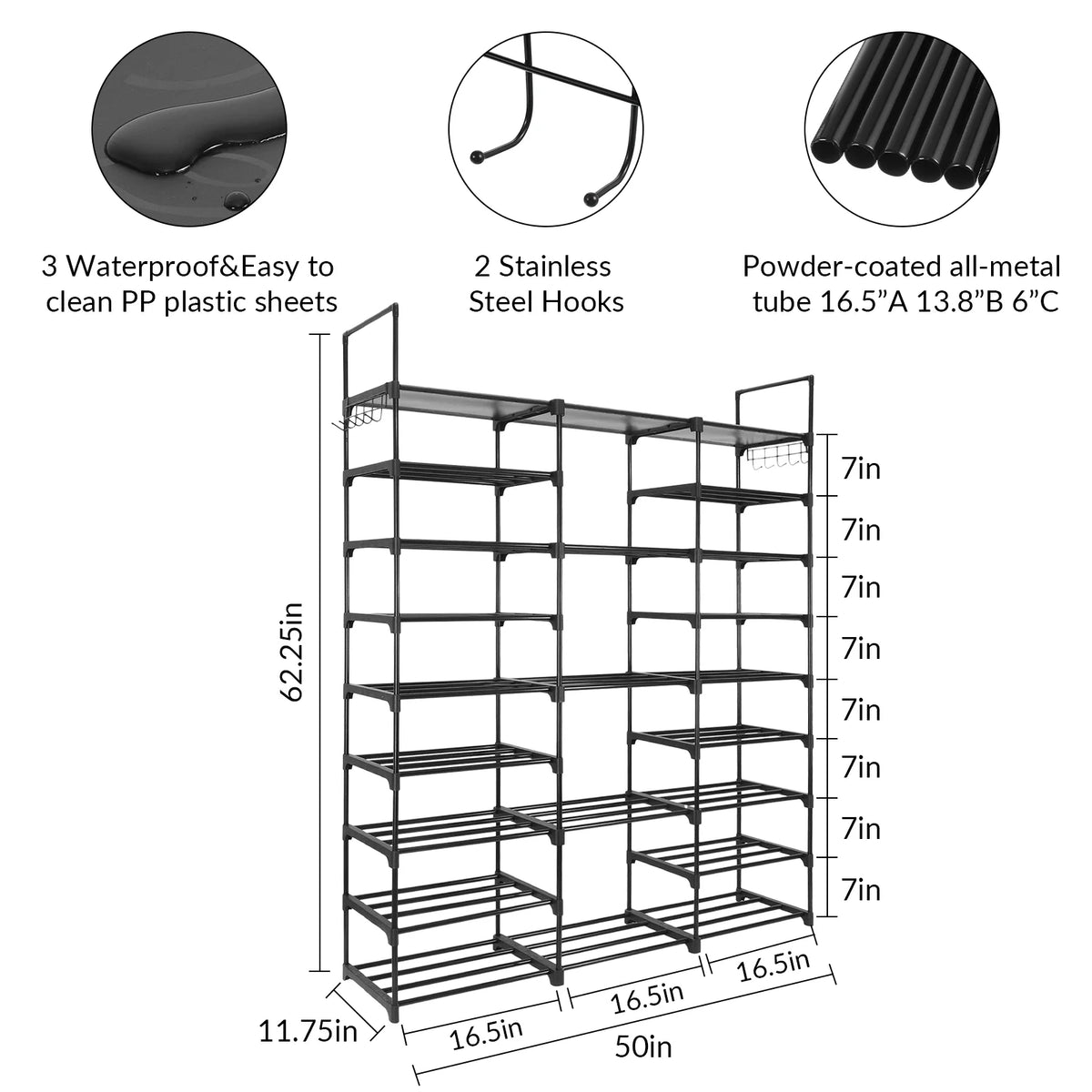 9 Tiers Metal Shoe Rack Organizer O18359