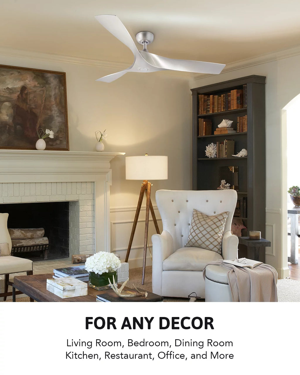 52" Farmhouse Ceiling Fan with Remote 6 Speeds Silver X710