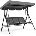 Gray 3-Seat Outdoor Patio Swing Chair with Adjustable Canopy N992