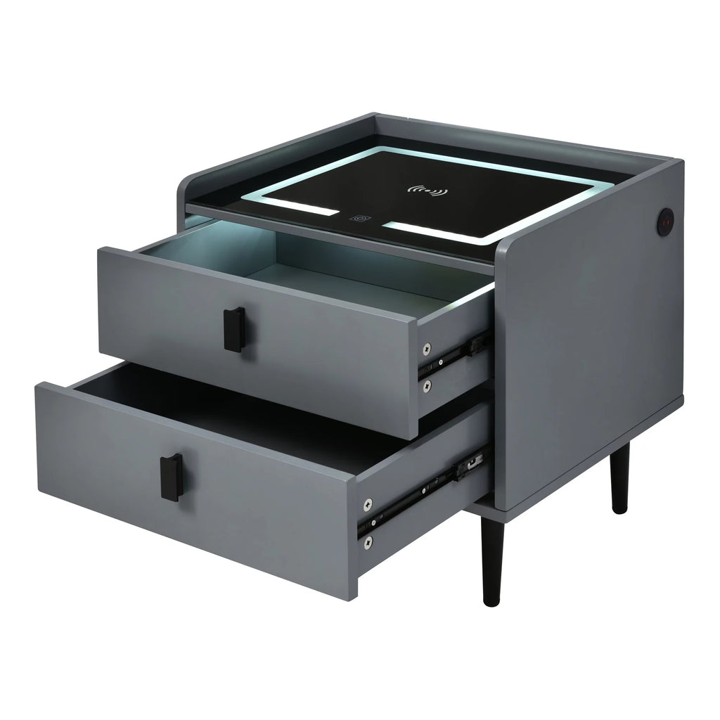 Gray Side Table with Wireless Charging Station T794