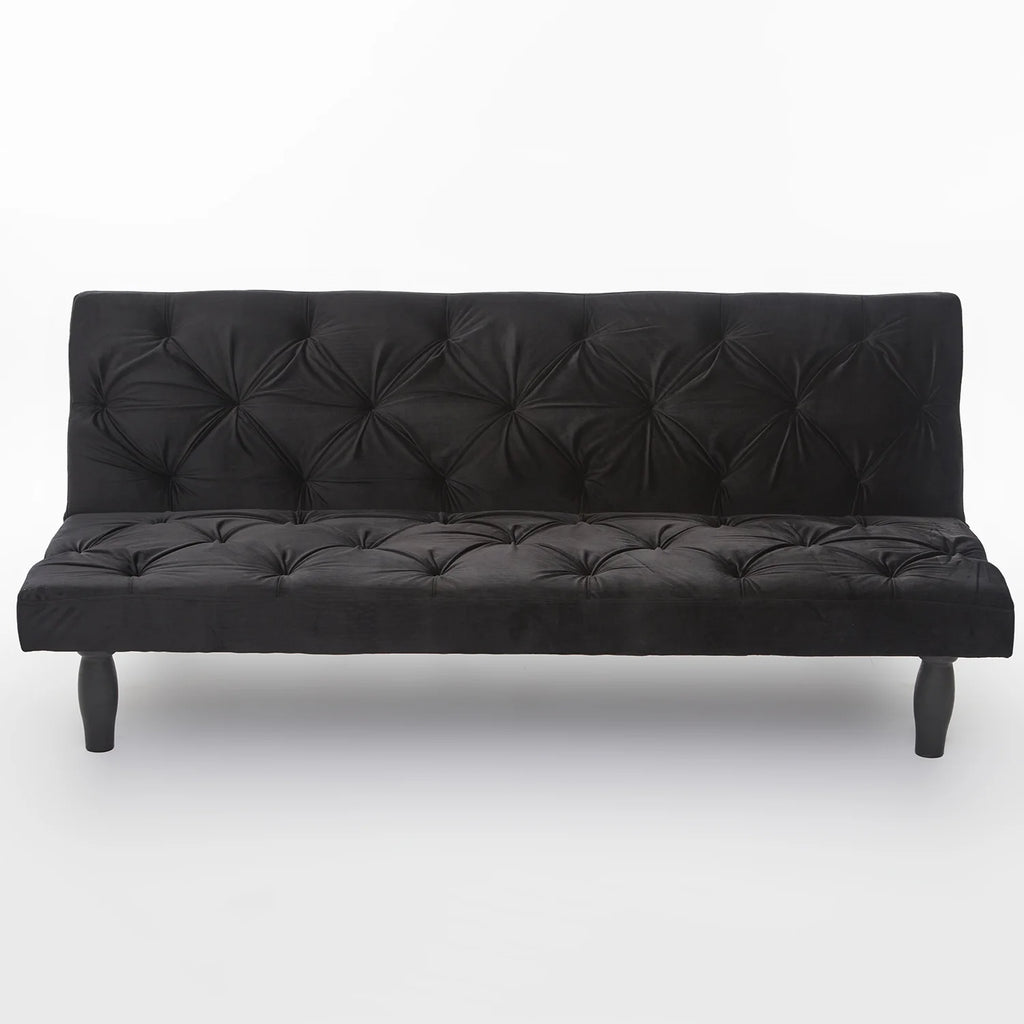 Black Velvet Futon Sofa Bed J606