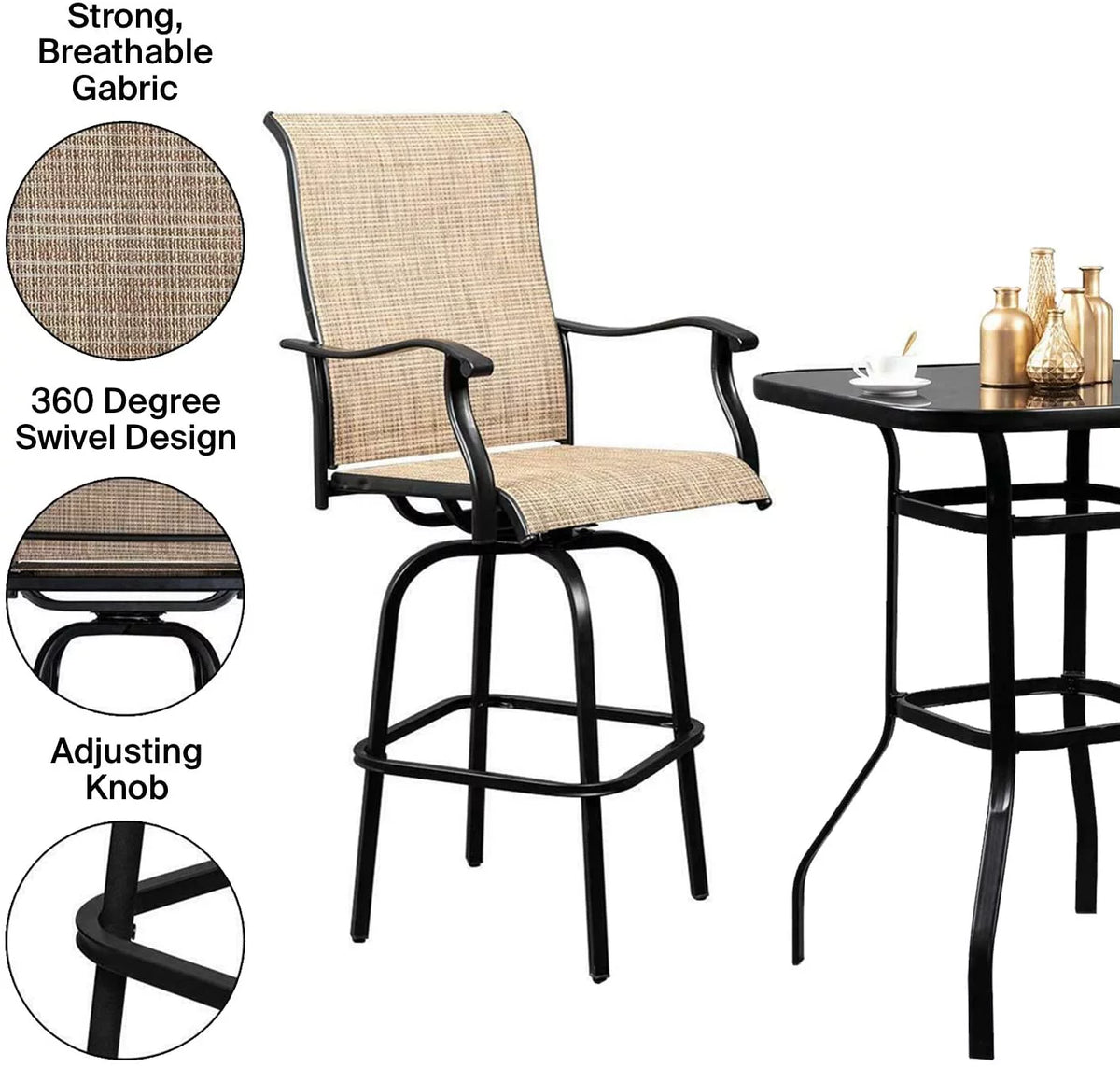 3 Piece Porch Furniture Set with Glass Table C53296
