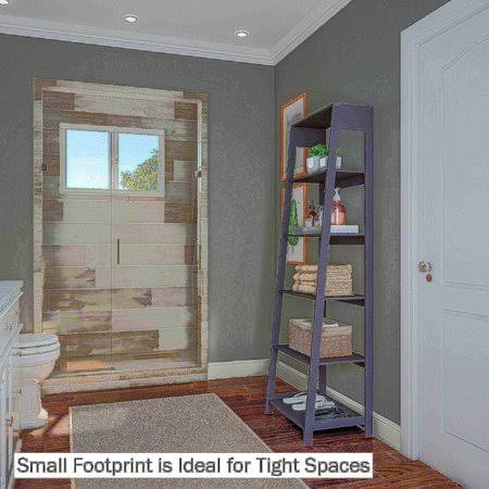Gray 5-Tiered Ladder-Style Bookcase Z9916