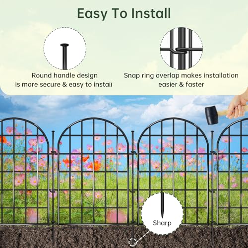 32.5 ft x 22 in 30 Panels Arched No Dig Metal Garden Fence X922