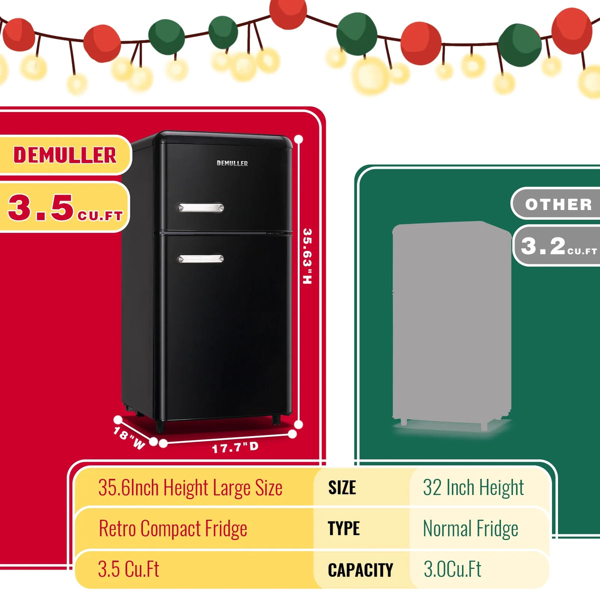 3.5 Cu.ft Dual Door Small Refrigerator with Freezer T77715