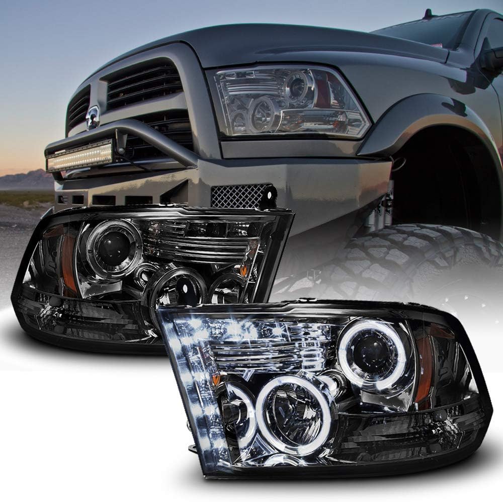 Black Smoked LED Projector Headlights Assembly P519