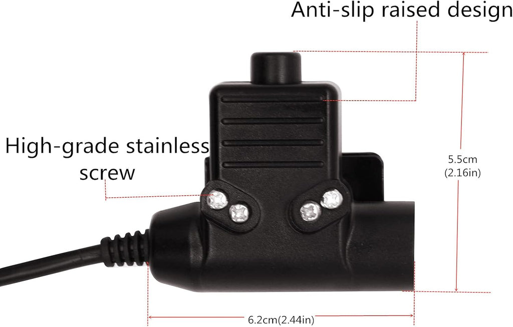 2 Pin PTT Tactical Push to Talk Adapter Connector K8075