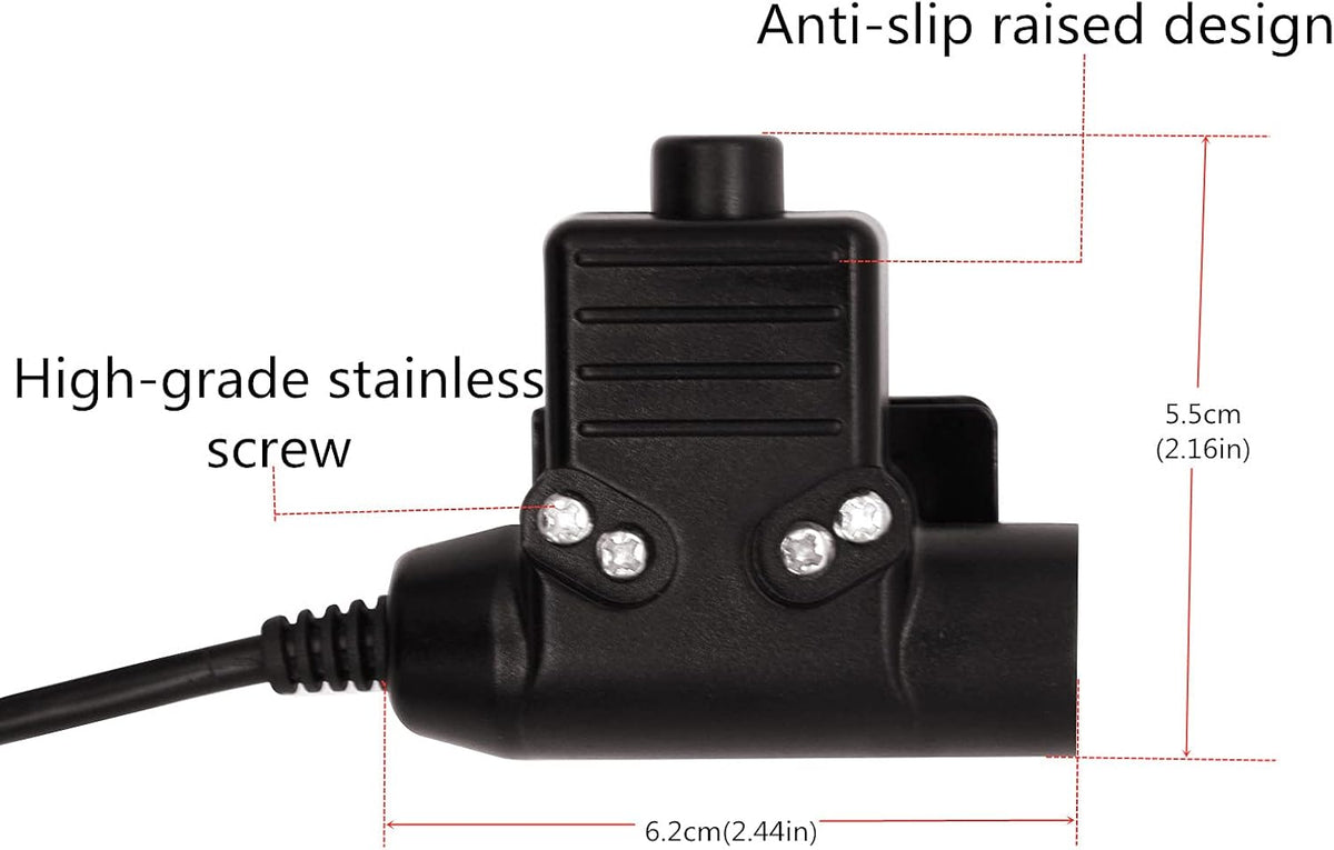 2 Pin PTT Tactical Push to Talk Adapter Connector K8075