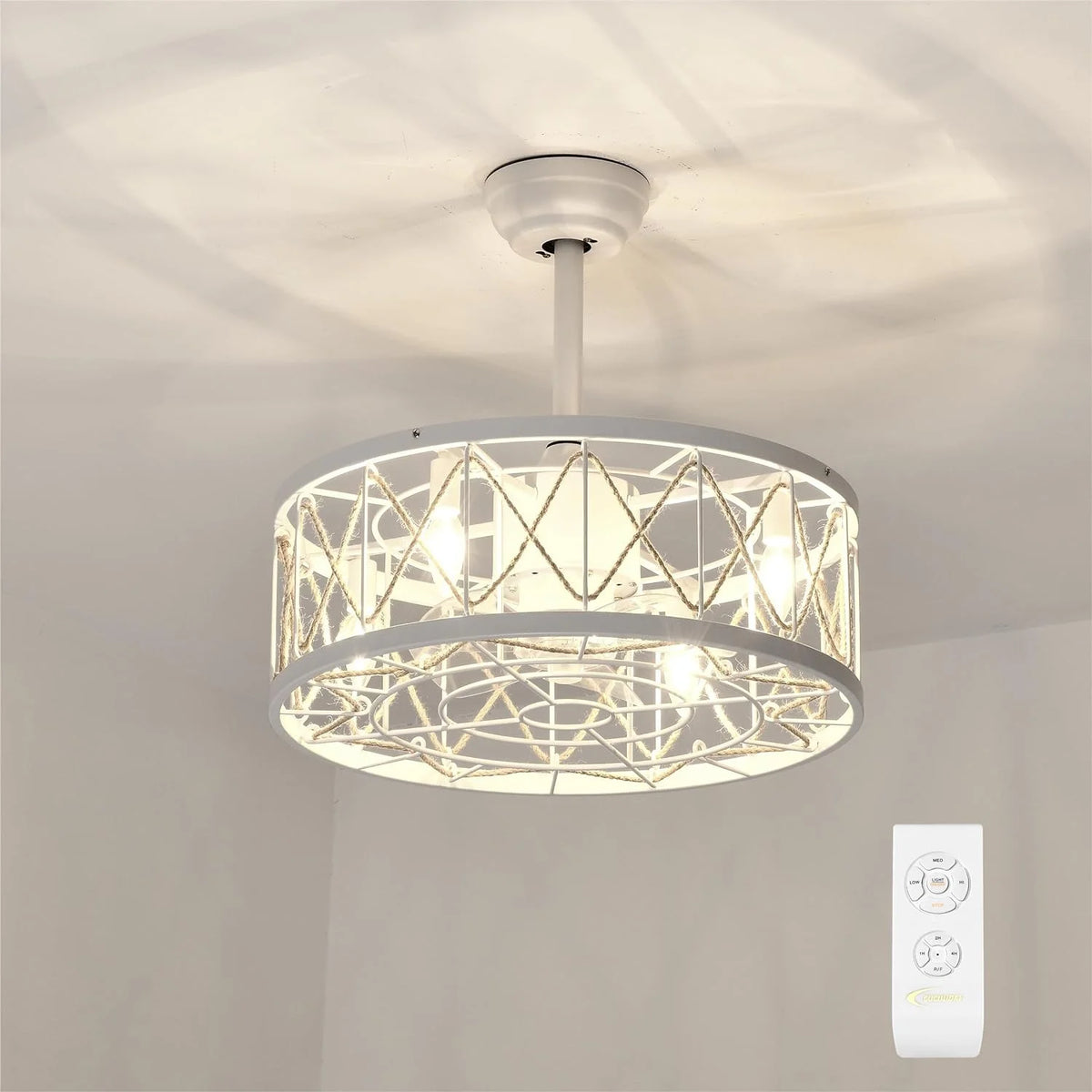 White Ceiling Fan with Lights T963958