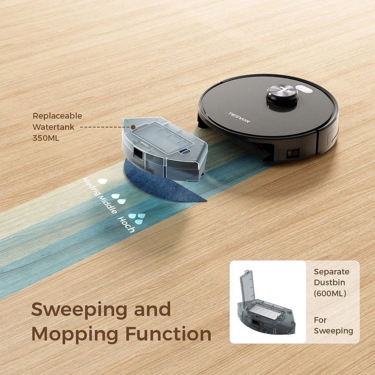 6000Pa Suction Lidar Navigation Robot Vacuum and Mop Combo G907