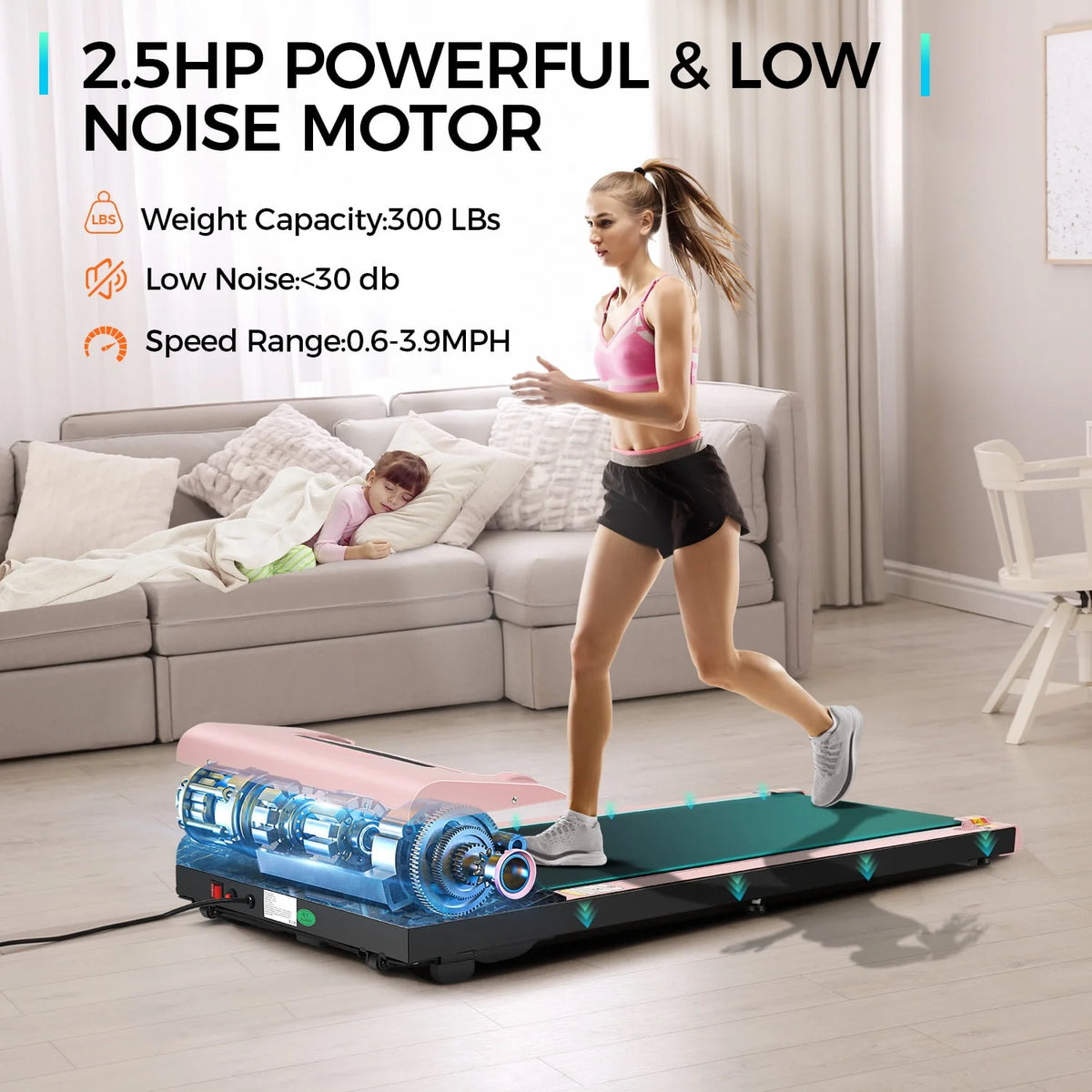 Walking Pad Treadmill 2.5HP Electric Jogging Running Machine U686135