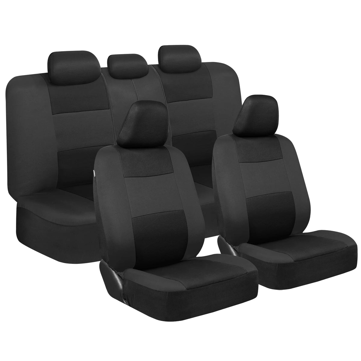 Reverse Charcoal Gray Two-Tone Car Seat Covers Full Set E89173