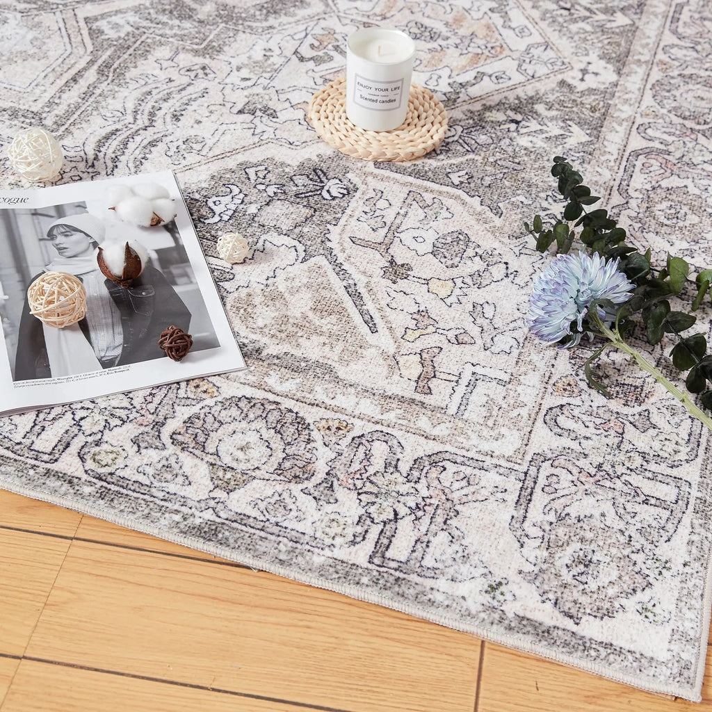 5' x 7' Washable Brown Area Rugs Non-slip A47490