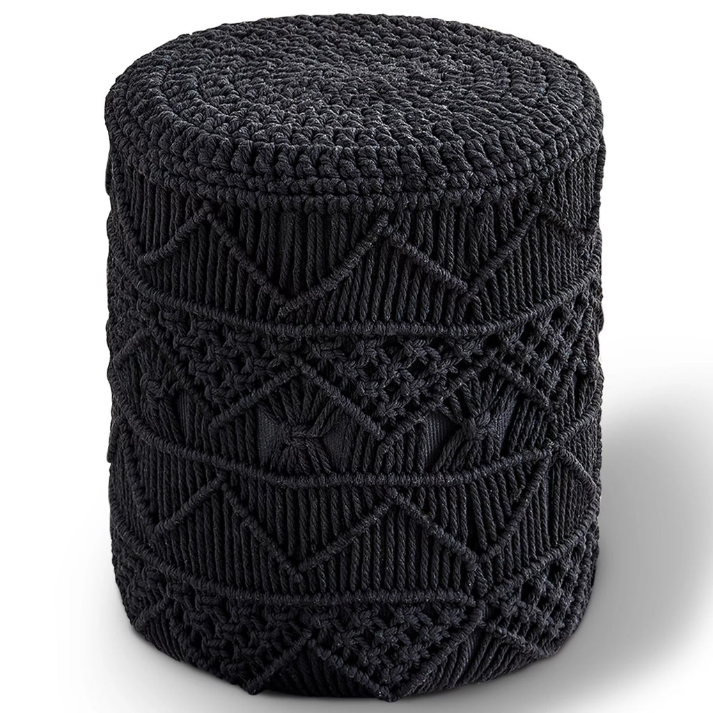 Hand Knitted Cotton Round Pouf Ottoman X24159