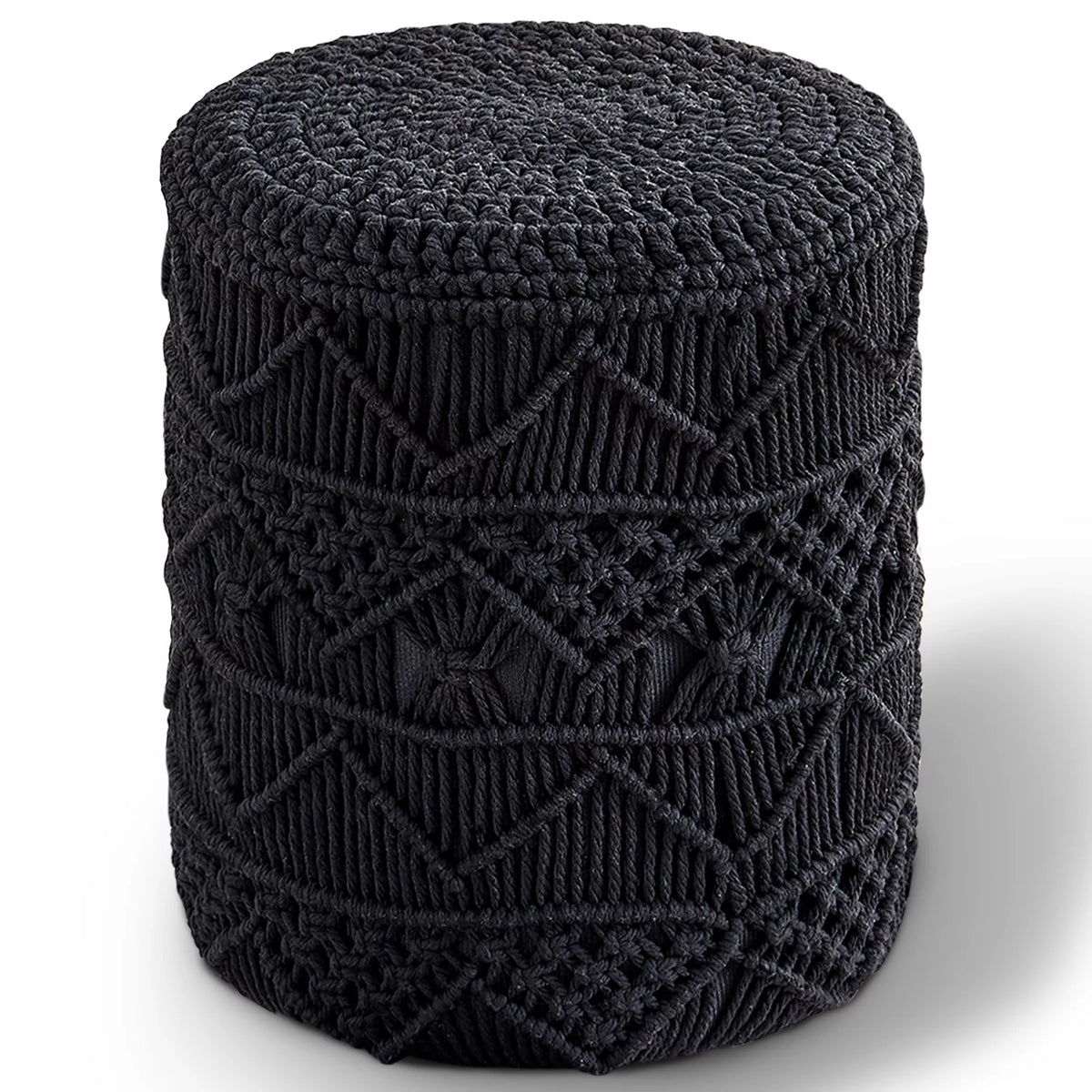 Hand Knitted Cotton Round Pouf Ottoman X24159