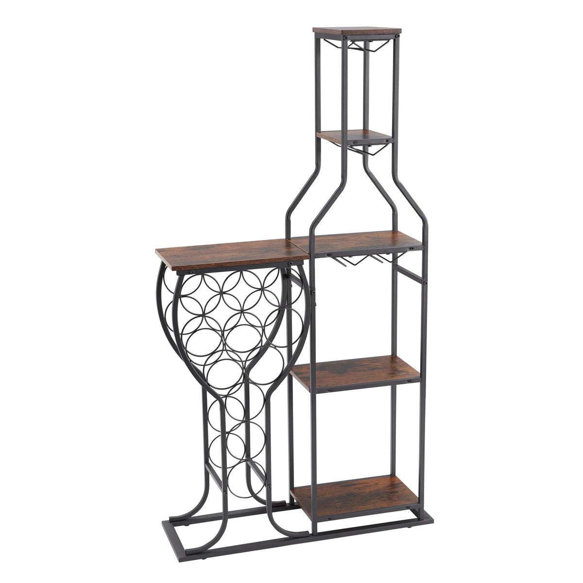 Freestanding 5-Tier Wine Rack with Wine Glasses Holder Y734