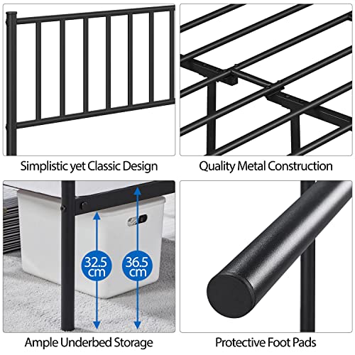 14 Inch Full Size Metal Platform Bed Frame with Spindle Headboard and Footboard, Black L754899