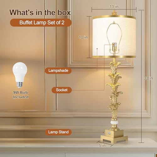 Touch Control Table Lamp Set of 2 with USB Ports and White Shade L622
